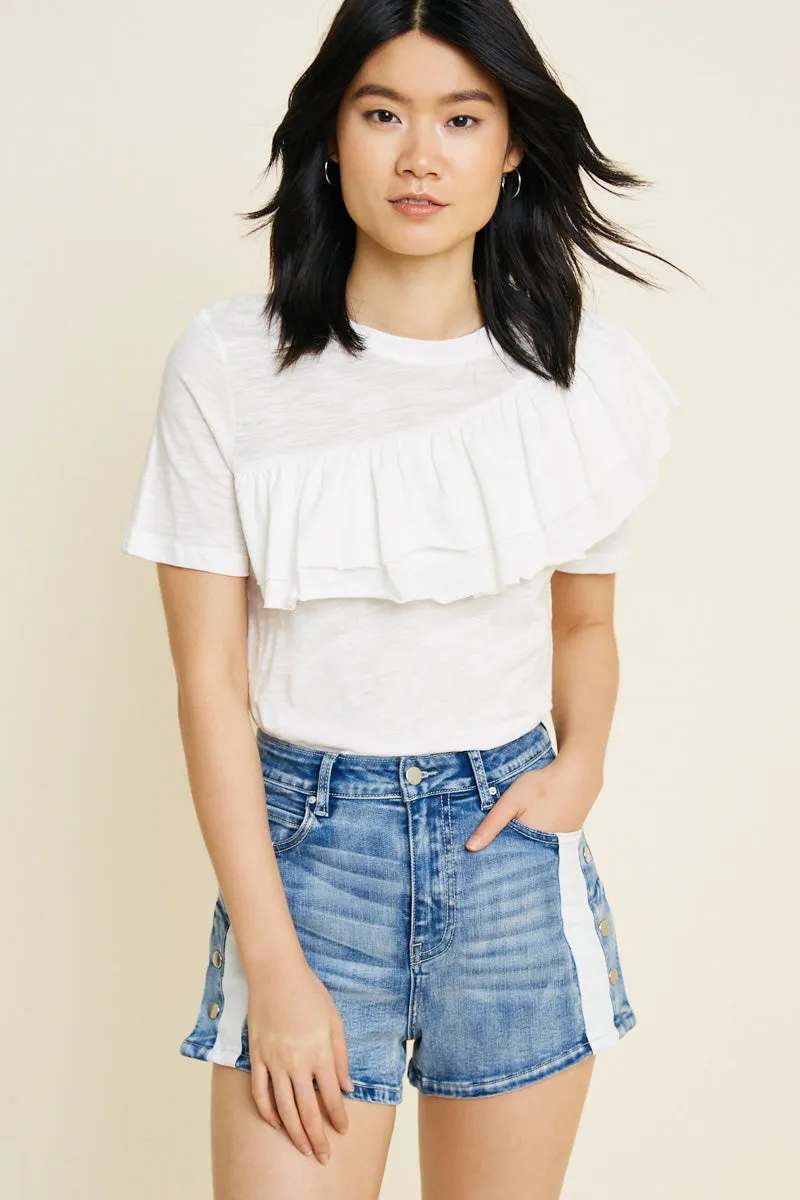 Womens Stone Wash Snap Button Shorts sold by Hayden product image thumbnail 3