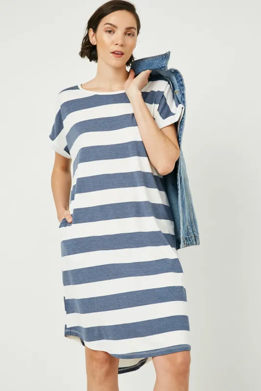 Womens Scoop Neck Stripe Knit Dress made by Hayden