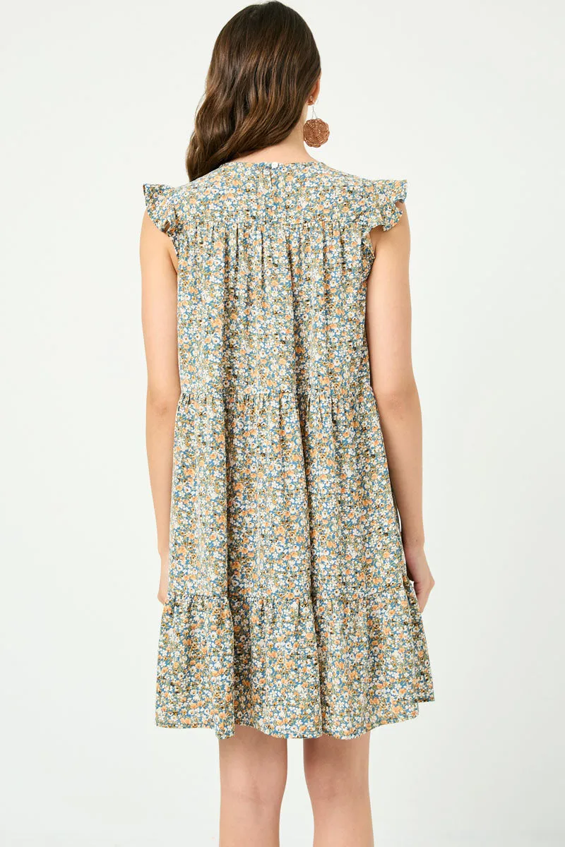 Womens Ruffle Sleeve Tiered Floral Dress sold by Hayden product image thumbnail 5