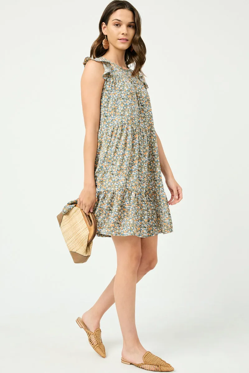 Womens Ruffle Sleeve Tiered Floral Dress sold by Hayden product image thumbnail 3