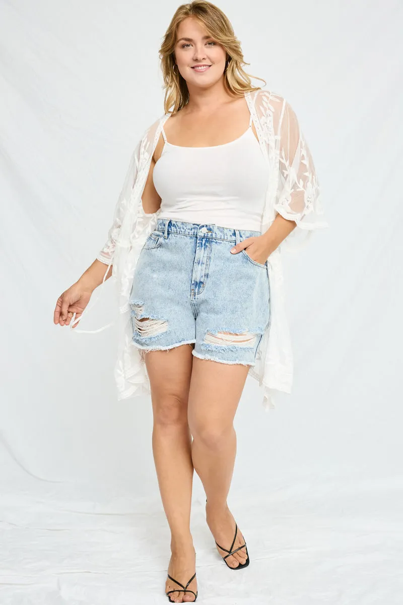 Womens Frayed Distressed Denim Shorts sold by Hayden product image thumbnail 2