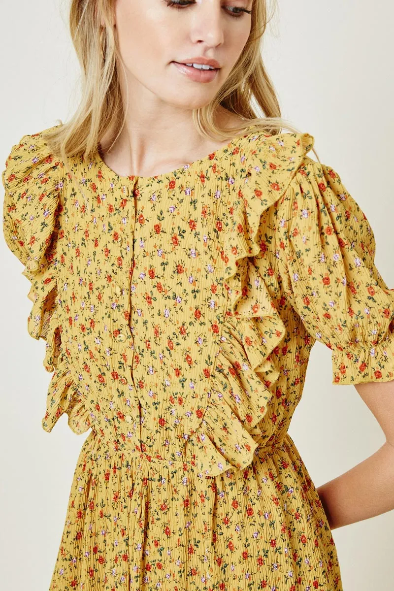 Womens Floral Pleated Button-Down Midi Dress sold by Hayden product image thumbnail 4