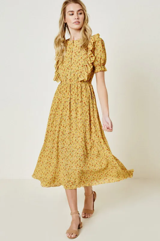 Womens Floral Pleated Button-Down Midi Dress sold by Hayden