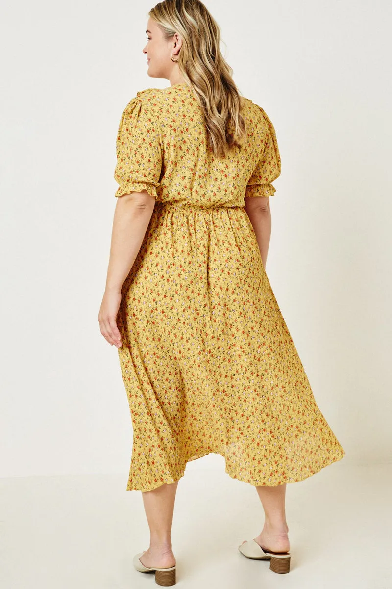Womens Floral Pleated Button-Down Midi Dress sold by Hayden product image thumbnail 5