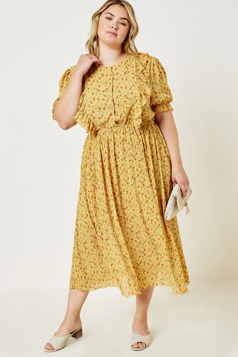 Womens Floral Pleated Button-Down Midi Dress sold by Hayden product image thumbnail 2