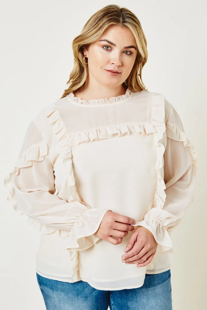 Womens Sheer Ruffle Blouse sold by Hayden product image thumbnail 2