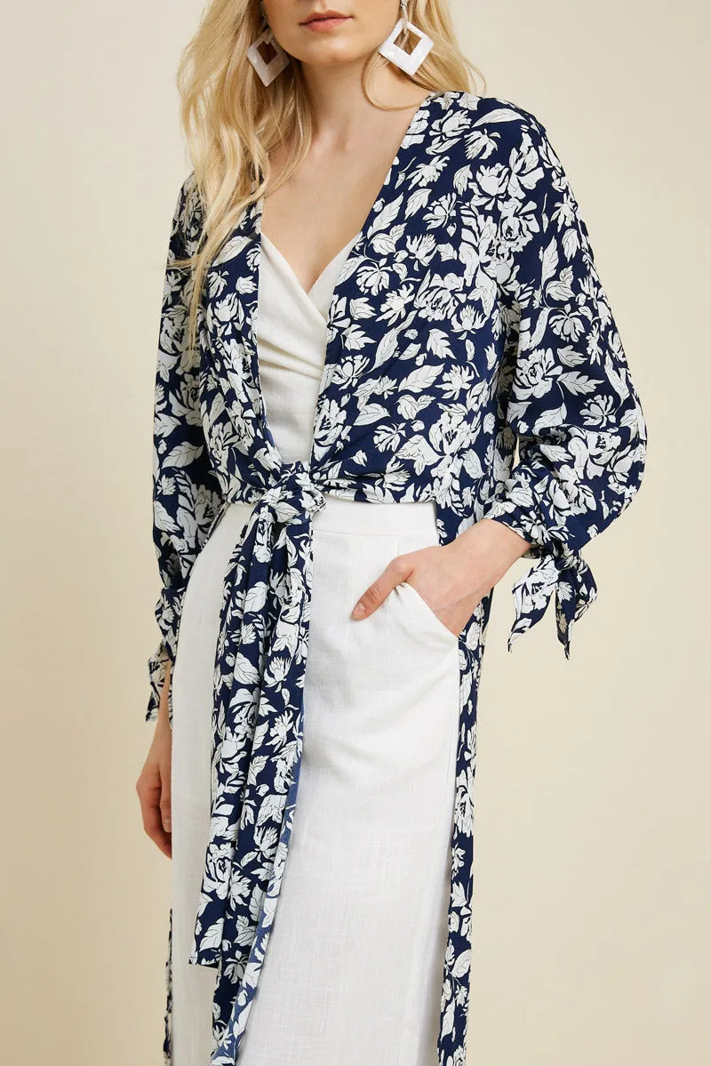 Womens Floral Tie-Front Kimono sold by Hayden product image thumbnail 5