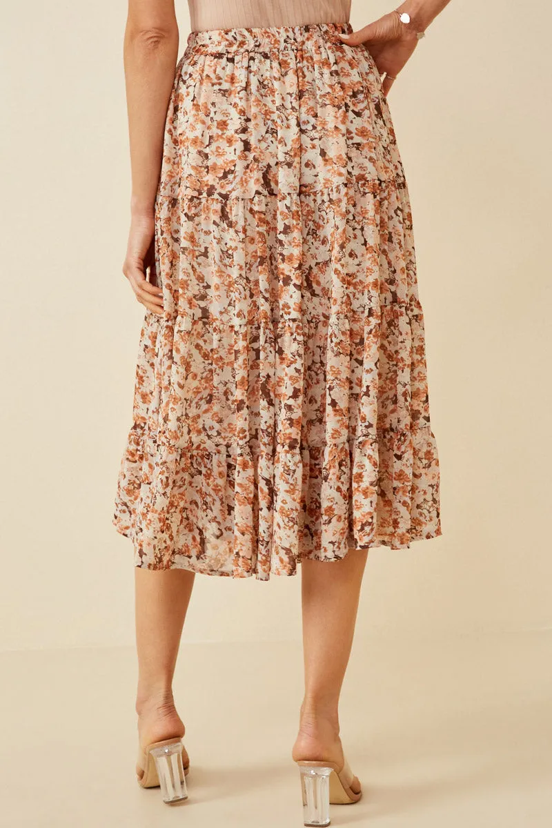 Womens Floral Printed Elastic Waist Midi Skirt sold by Hayden product image thumbnail 4