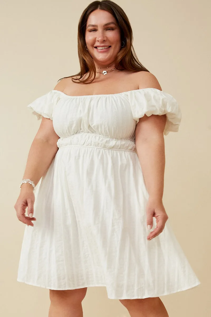Womens Embroidery Textured Off Shoulder Puff Sleeve Dress sold by Hayden product image thumbnail 2