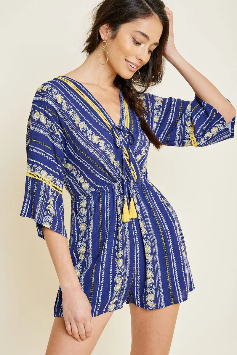 Womens Printed Kimono Sleeve Romper sold by Hayden