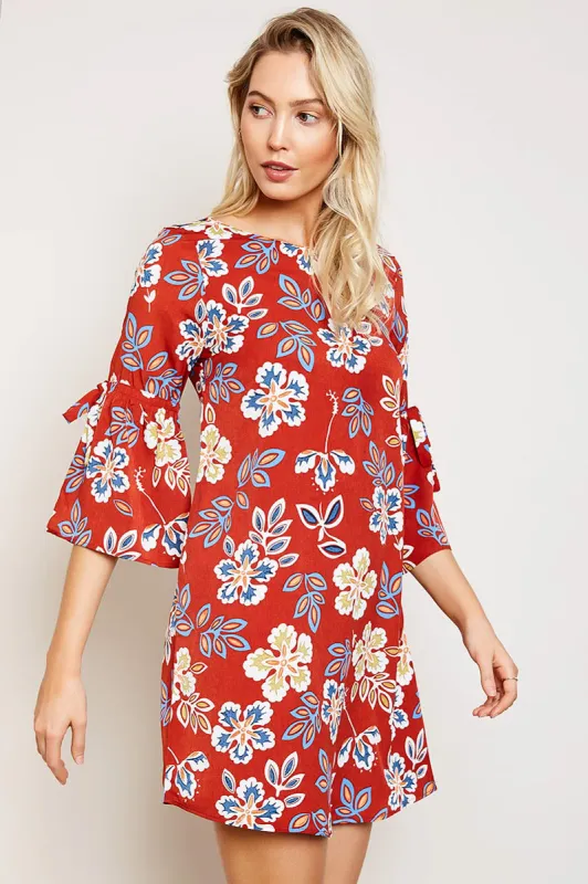 Womens Printed Bell Sleeve Shift Dress made by Hayden