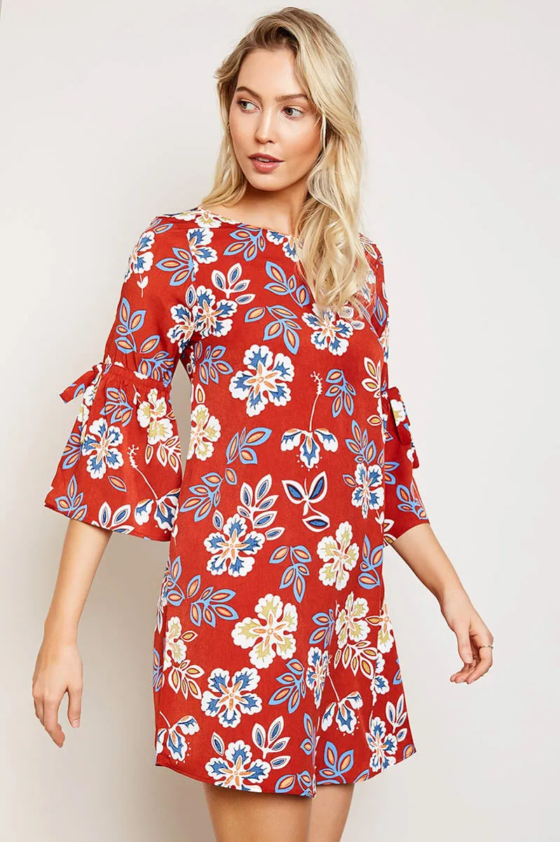 Womens Printed Bell Sleeve Shift Dress sold by Hayden