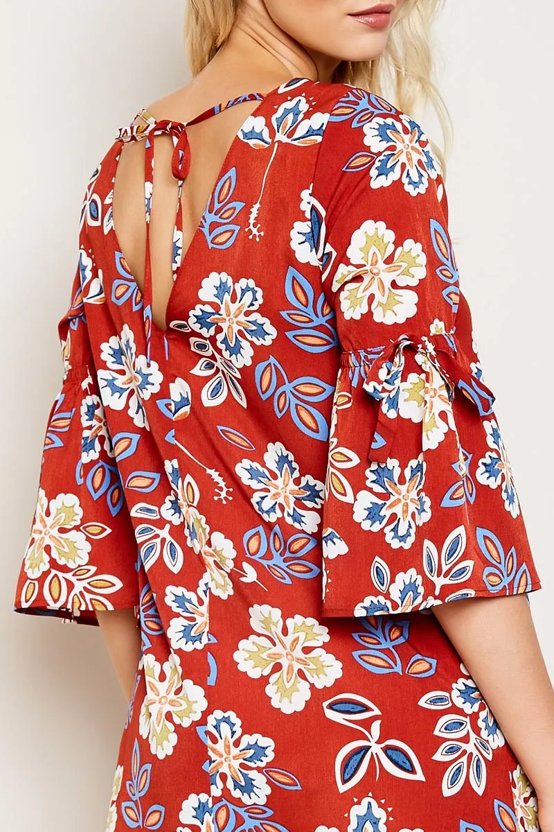 Womens Printed Bell Sleeve Shift Dress sold by Hayden product image thumbnail 5
