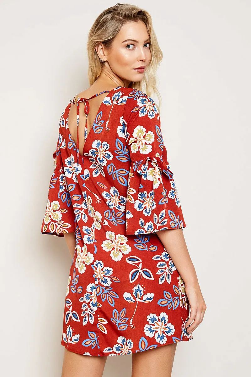 Womens Printed Bell Sleeve Shift Dress sold by Hayden product image thumbnail 2