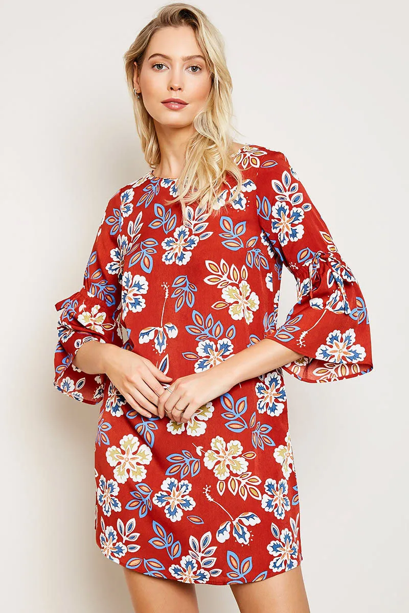 Womens Printed Bell Sleeve Shift Dress sold by Hayden product image thumbnail 3