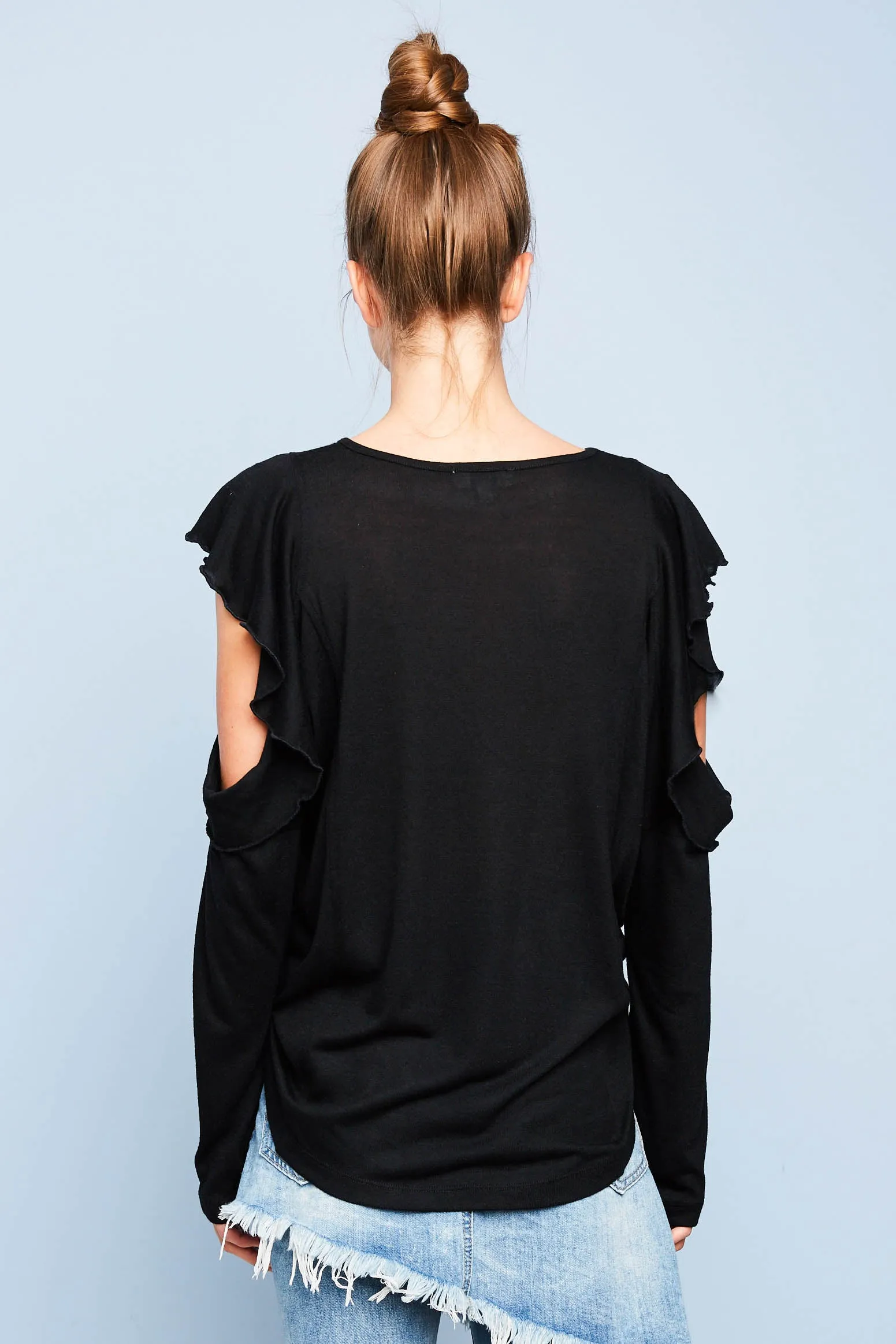 Womens Cold Shoulder Long Sleeve Ruffled Top sold by Hayden product image thumbnail 2