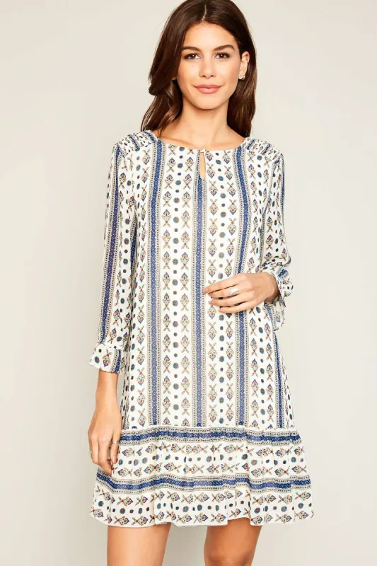 Womens Printed Round Neck Tunic Dress sold by Hayden