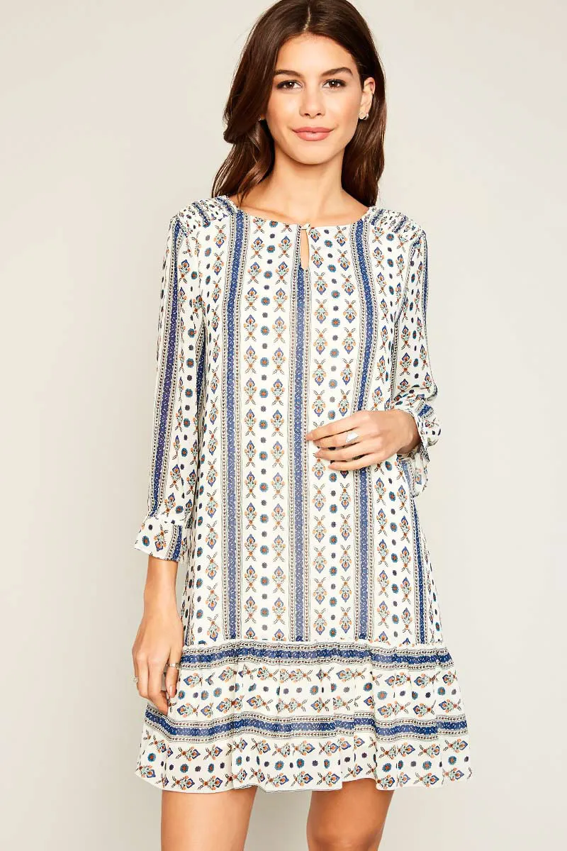 Womens Printed Round Neck Tunic Dress sold by Hayden