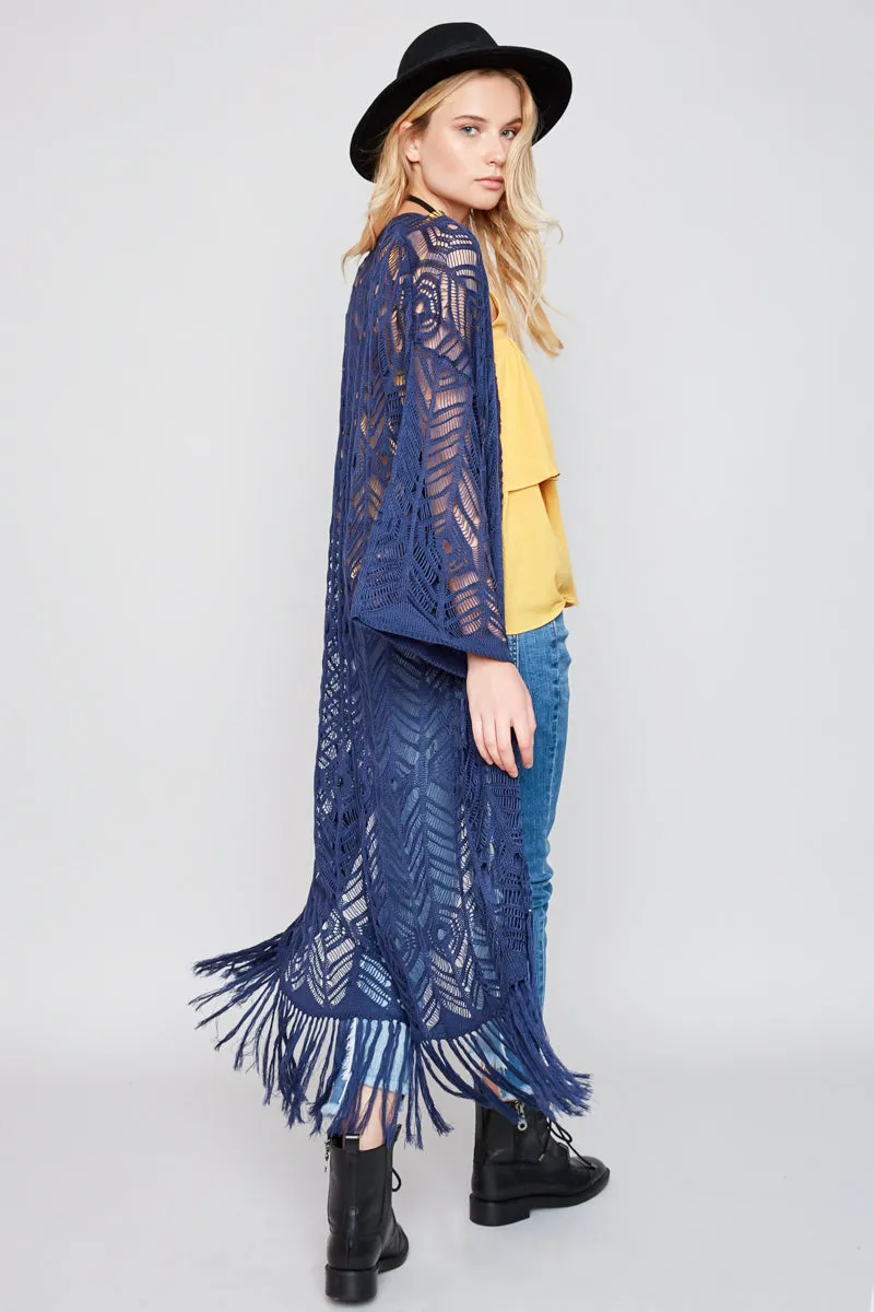 Womens Fringe Bell Sleeve Sweater Duster sold by Hayden product image thumbnail 2