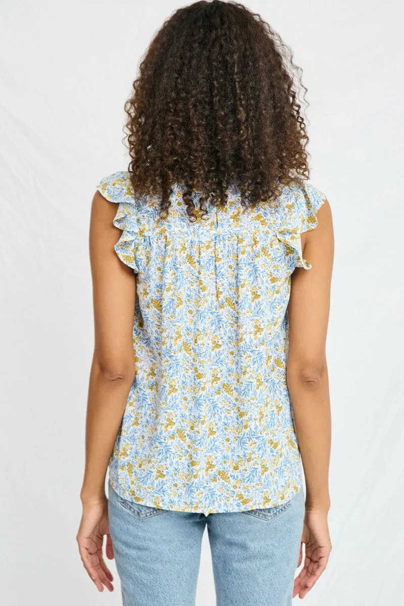 Womens Floral Flutter Sleeve Smocked Bodice Top sold by Hayden product image thumbnail 5