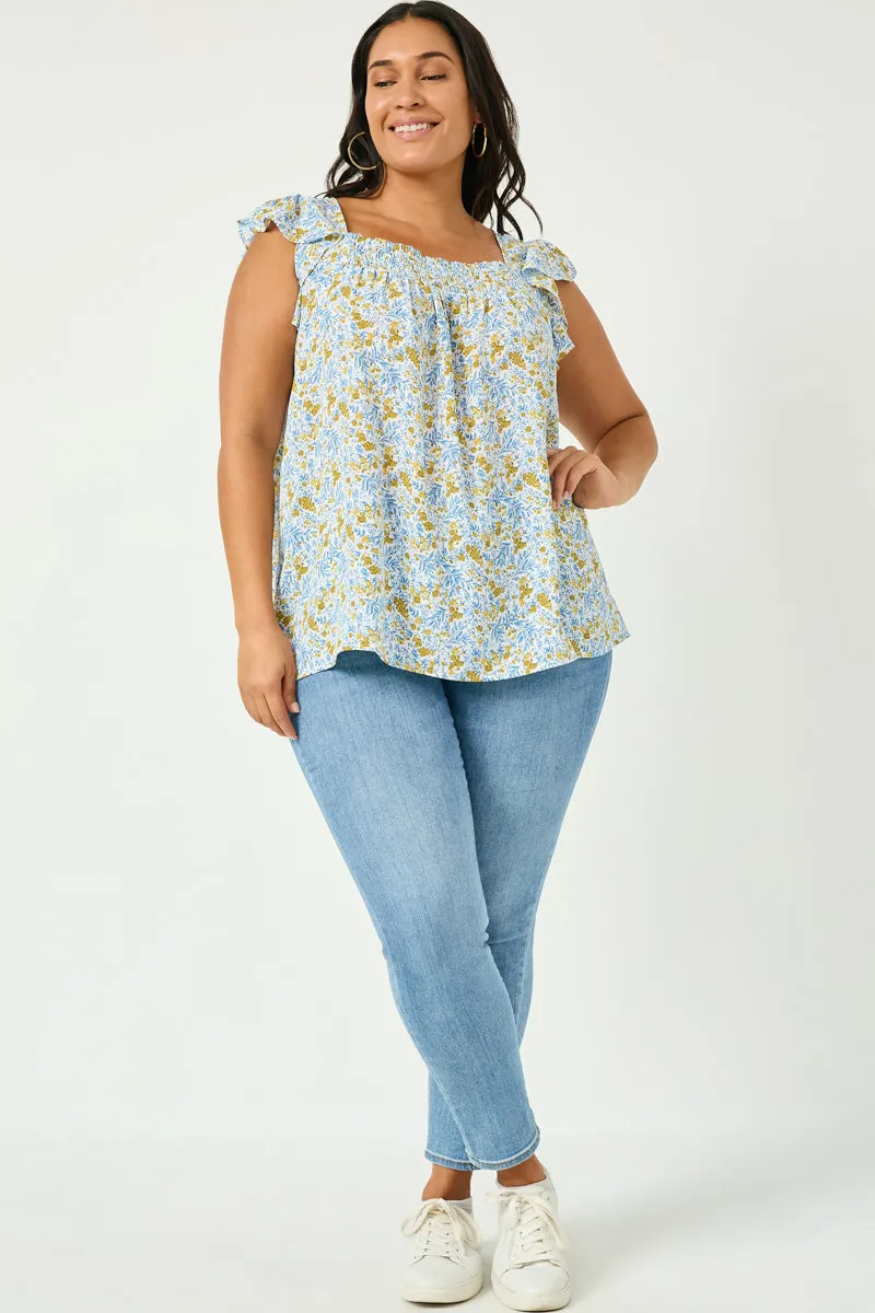 Womens Floral Flutter Sleeve Smocked Bodice Top sold by Hayden product image thumbnail 2