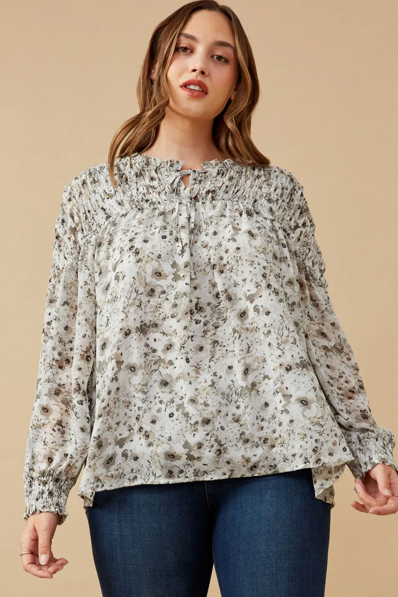 Womens Tie Front Smocked Detail Floral Top sold by Hayden product image thumbnail 2