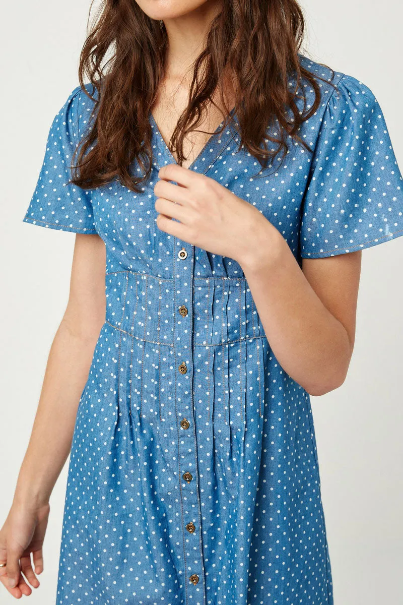 Womens Polka-Dot Button-Down Midi Dress sold by Hayden product image thumbnail 4