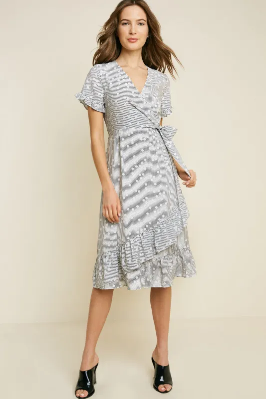 Womens Ruffle Hem Wrap Dress sold by Hayden