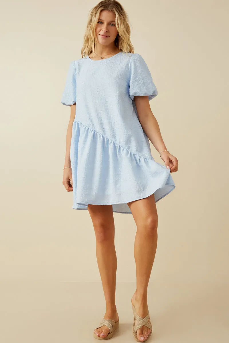 Womens Textured Puff Sleeve Asymmetric Hem Dress sold by Hayden product image thumbnail 3