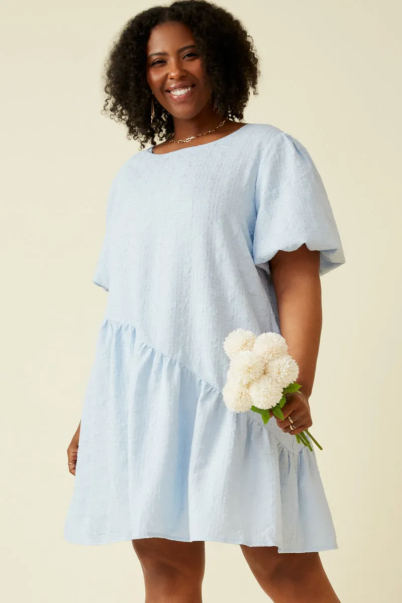 Womens Textured Puff Sleeve Asymmetric Hem Dress sold by Hayden product image thumbnail 2