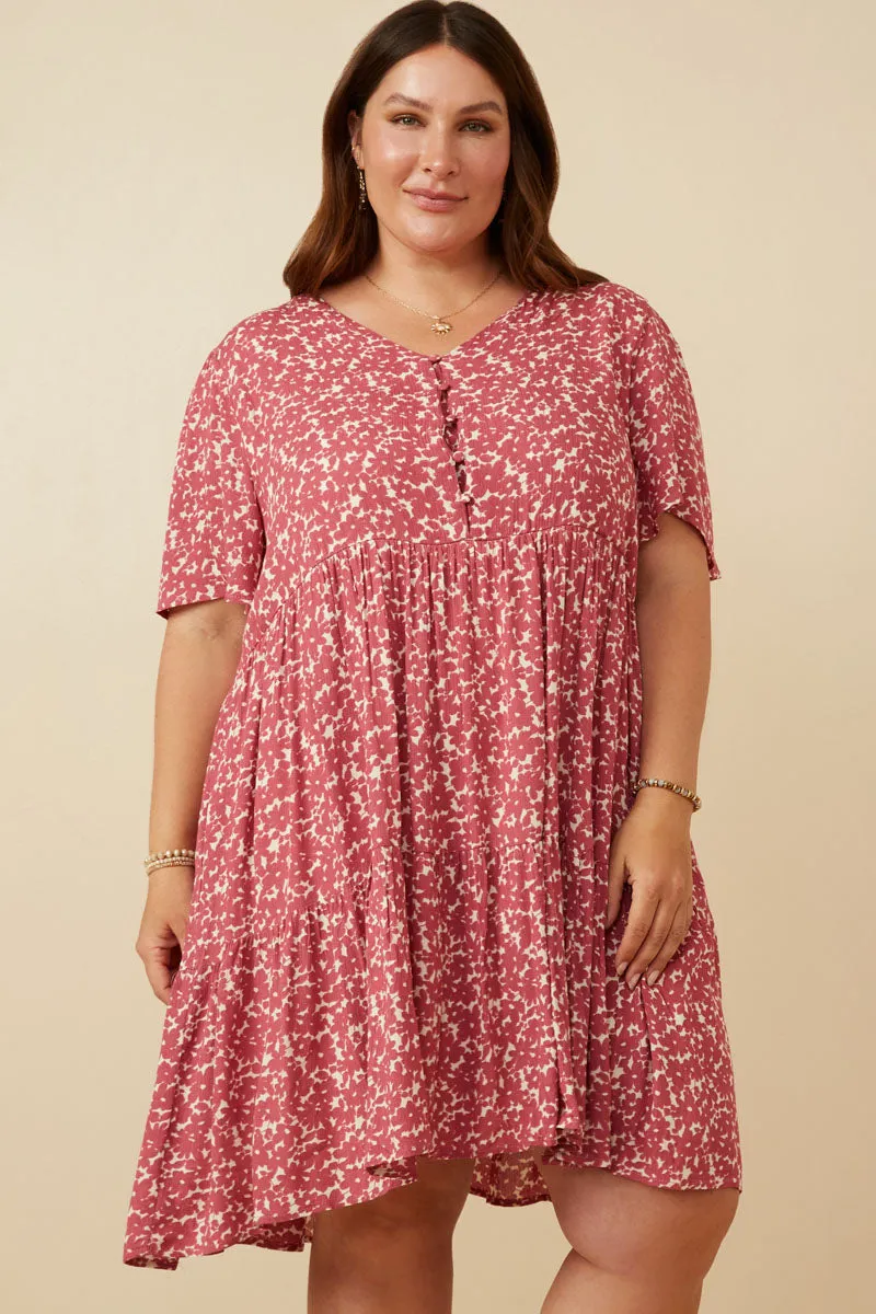 Womens Ditsy Floral Buttoned V Neck Tier Dress sold by Hayden product image thumbnail 2