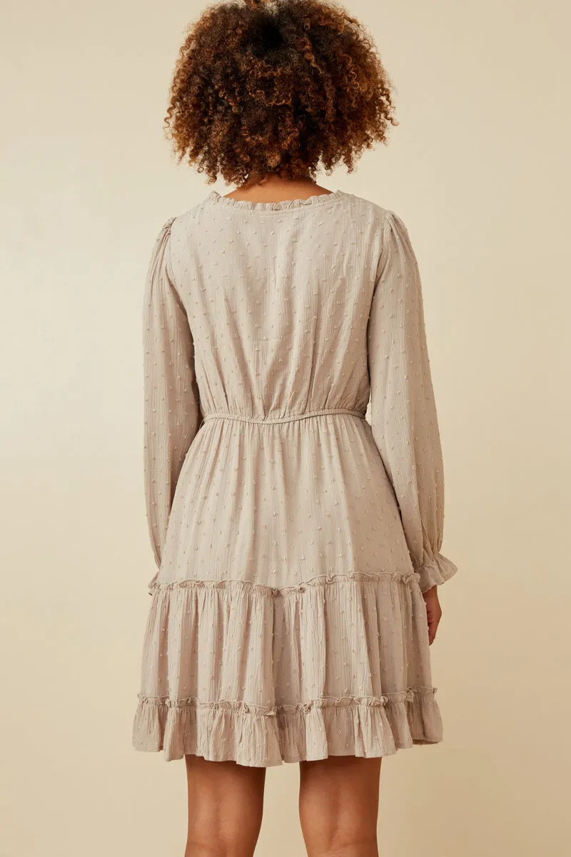 Womens Smocked Surplice Swiss Dot Dress sold by Hayden product image thumbnail 4