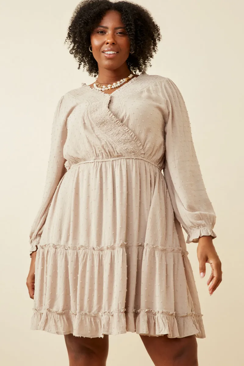 Womens Smocked Surplice Swiss Dot Dress sold by Hayden product image thumbnail 2