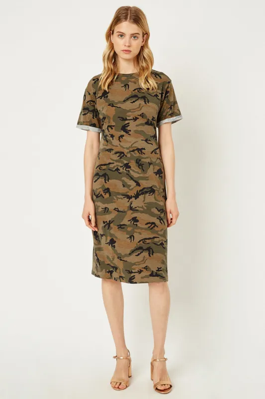 Womens Camo Midi T-Shirt Dress sold by Hayden