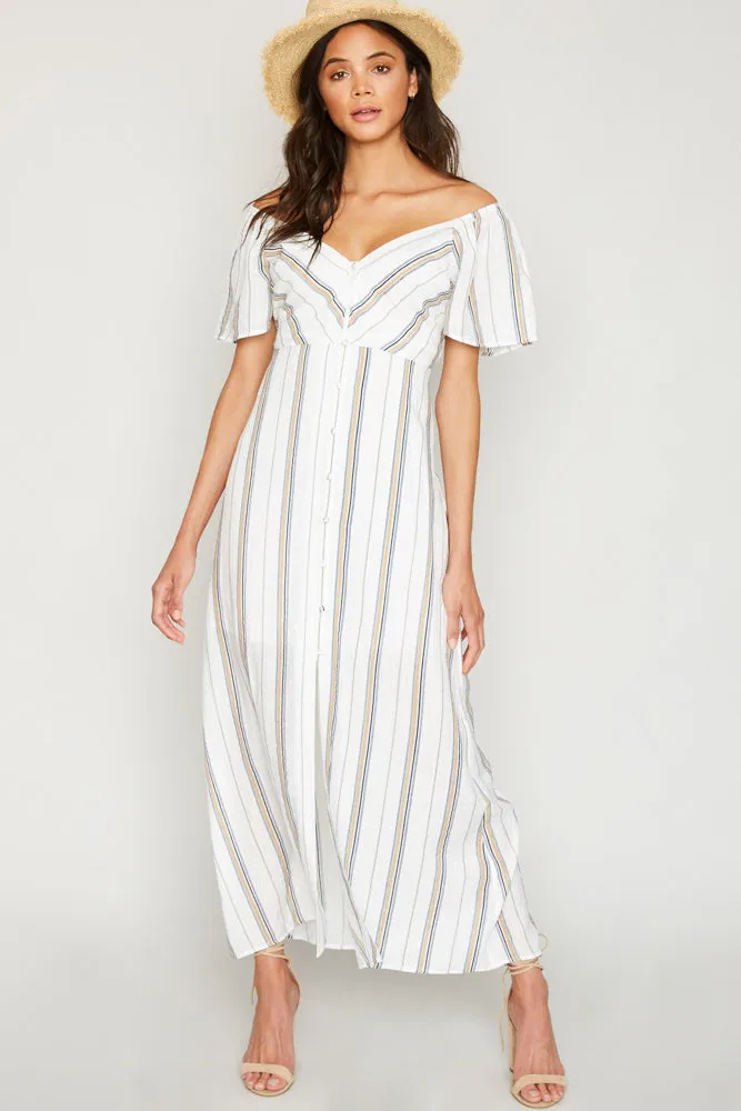 Womens Stripe Button-Down Maxi Dress sold by Hayden