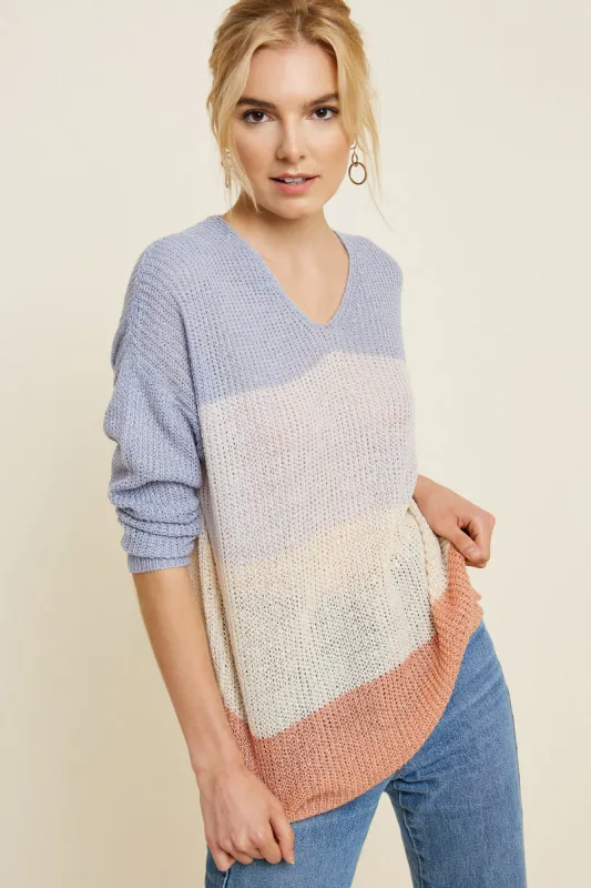 Womens Knit Colorblock Sweater Top made by Hayden