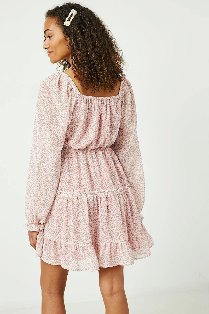 Womens Smocked Square Neck Floral Mini Dress sold by Hayden product image thumbnail 4