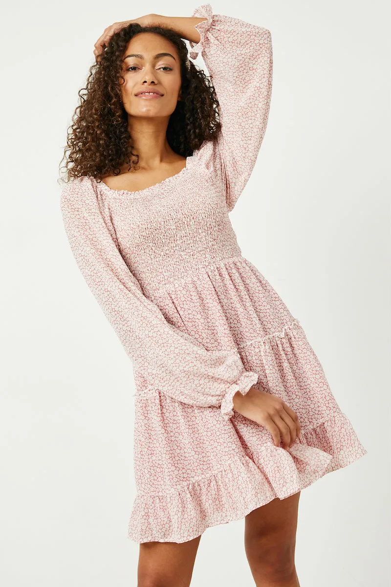 Womens Smocked Square Neck Floral Mini Dress sold by Hayden