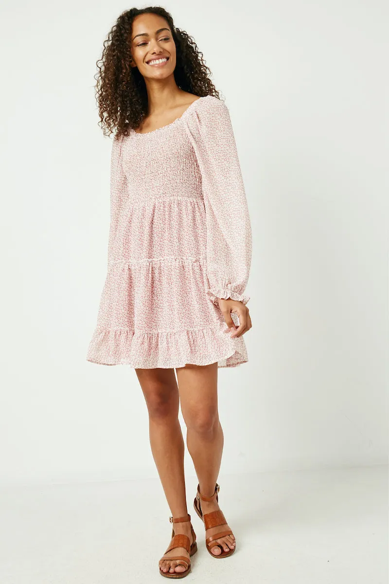 Womens Smocked Square Neck Floral Mini Dress sold by Hayden product image thumbnail 5