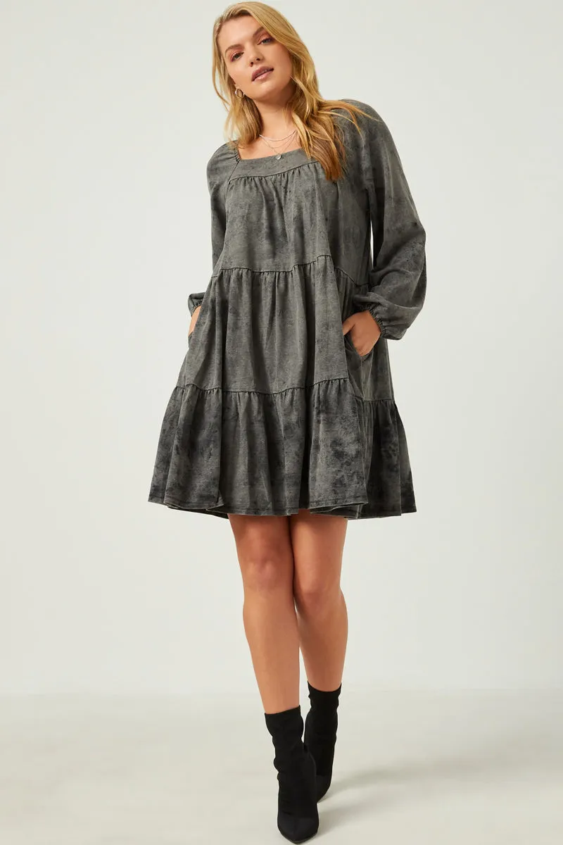 Womens Long Sleeve Tiered Garment Washed Dress sold by Hayden