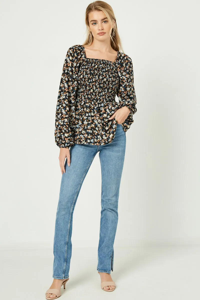 Womens Square Neck Smocked Long Sleeve Top sold by Hayden product image thumbnail 3