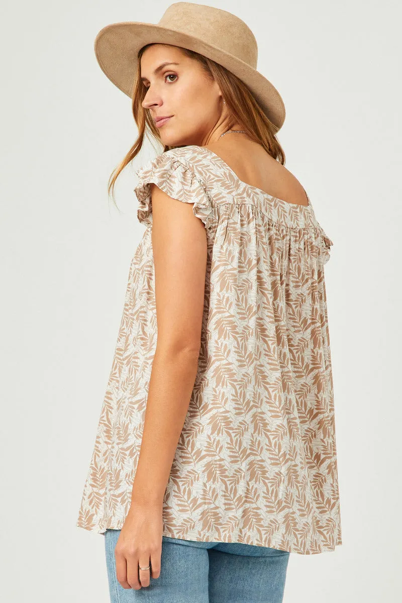 Womens Sleeveless Ruffled Square Neck Botanical Print Top sold by Hayden product image thumbnail 5