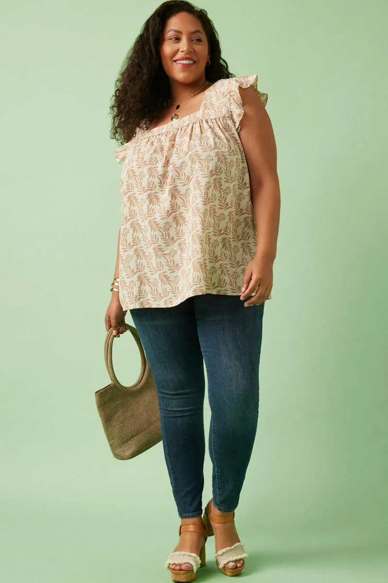 Womens Sleeveless Ruffled Square Neck Botanical Print Top sold by Hayden product image thumbnail 2