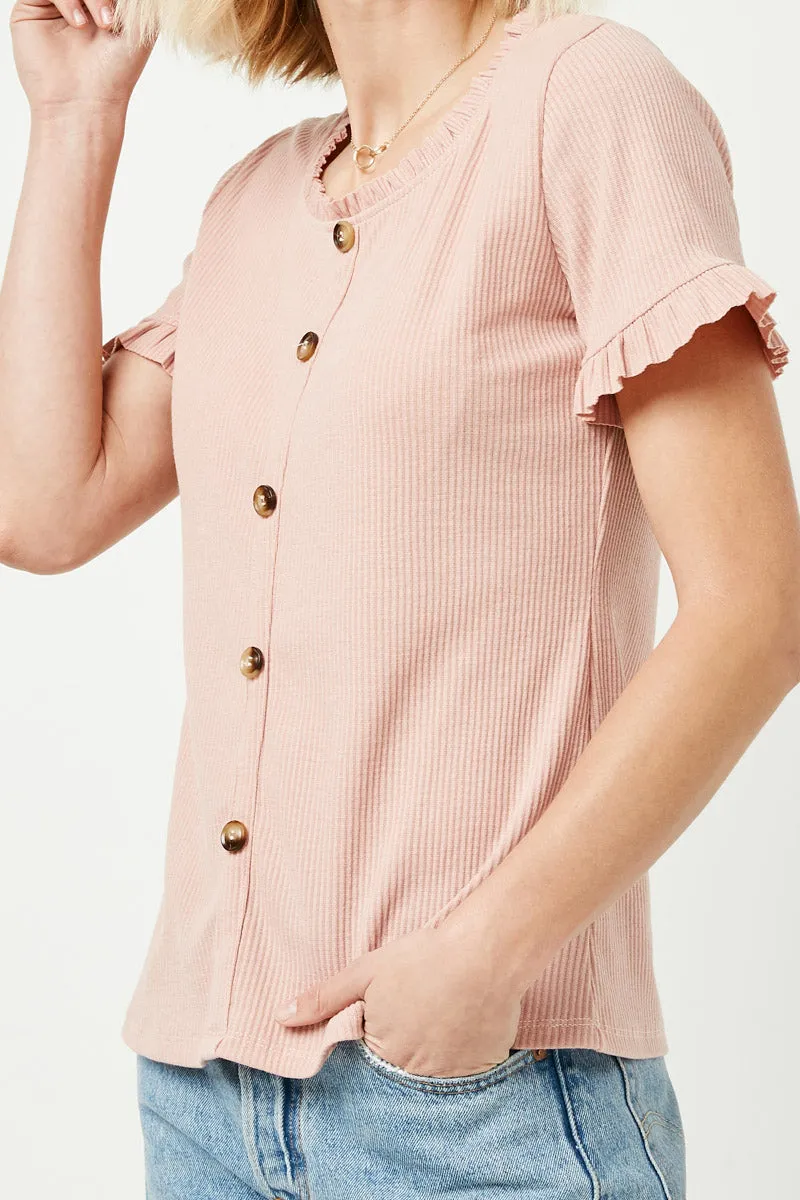 Womens Button Detail Ruffle Top sold by Hayden product image thumbnail 4