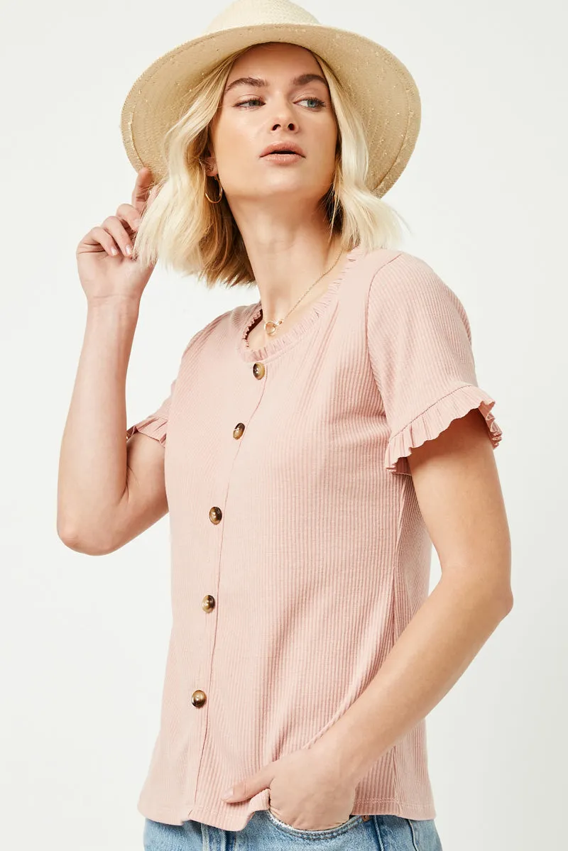 Womens Button Detail Ruffle Top sold by Hayden product image thumbnail 3