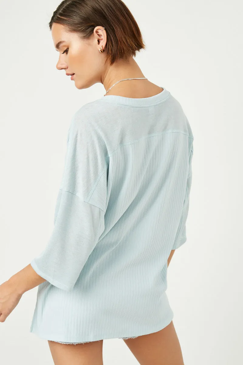 Womens Ribbed Knit Contrast Paneled Top sold by Hayden product image thumbnail 3