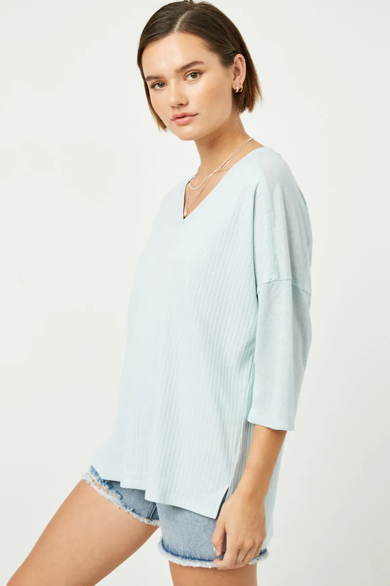 Womens Ribbed Knit Contrast Paneled Top sold by Hayden product image thumbnail 4