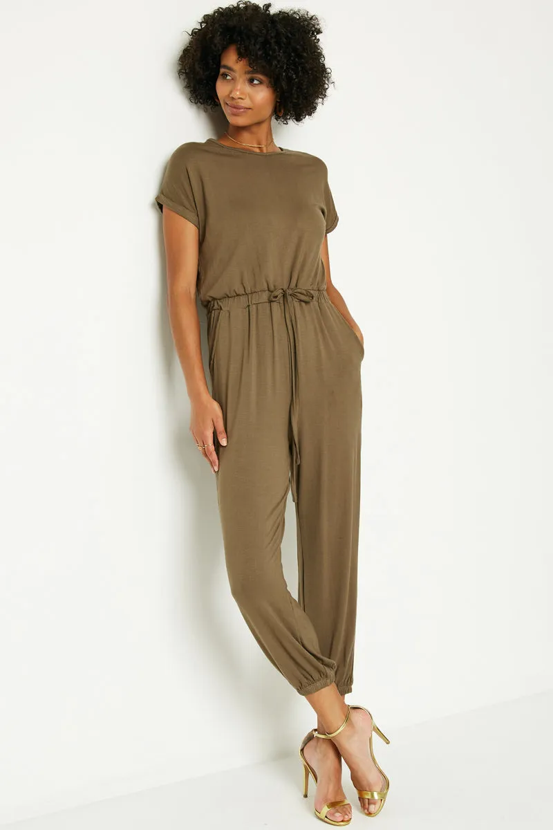 Womens Back Surplice Knit Jumpsuit sold by Hayden