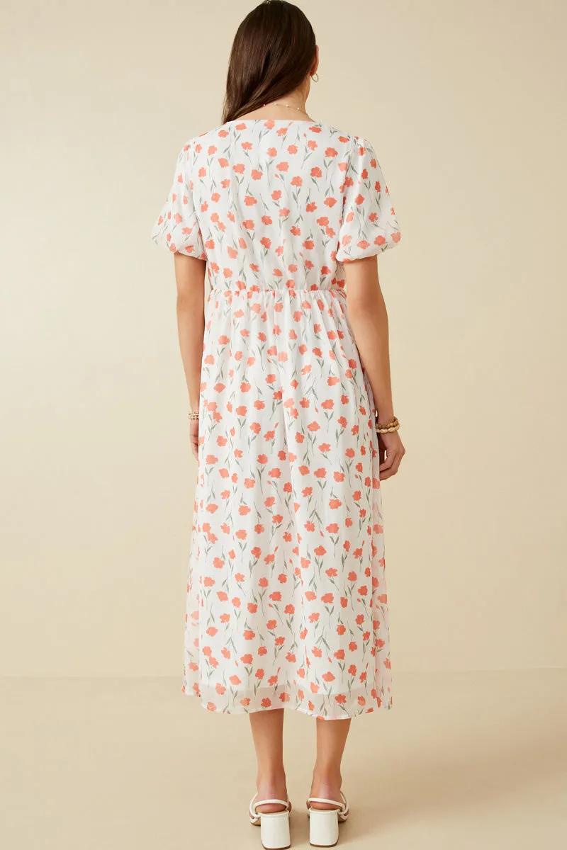 Womens Tie Neck Floral Puff Sleeve Dress sold by Hayden product image thumbnail 5