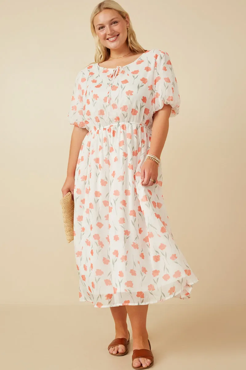 Womens Tie Neck Floral Puff Sleeve Dress sold by Hayden product image thumbnail 2